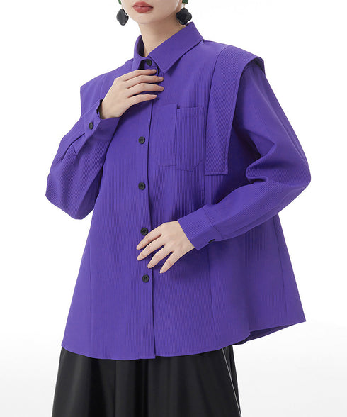 Wing Shoulder Corduroy Blouse